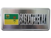 SASKATCHEWAN COUNTRY FLAG SILVER SMALL METALLIC LICENSE PLATE DECAL STICKER EMBLEM ...