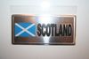 SCOTLAND ST ANDREWS CROSS COUNTRY FLAG SMALL SILVER METAL LICENSE PLATE STICKER DECAL EMBLEM . NEW