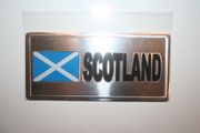 SCOTLAND ST ANDREWS CROSS COUNTRY FLAG SMALL SILVER METAL LICENSE PLATE STICKER DECAL EMBLEM . NEW