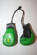 SCP SPORTING PORTUGAL SET OF 2 MINATURE BOXING GLOVES FOR YOUR CAR .. FOOTBALL SOCCER CLUB .. NEW