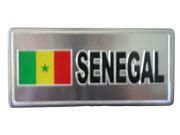 SENEGAL COUNTRY FLAG SMALL SILVER METAL LICENSE PLATE STICKER DECAL EMBLEM . NEW