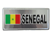 SENEGAL COUNTRY FLAG SMALL SILVER METAL LICENSE PLATE STICKER DECAL EMBLEM . NEW