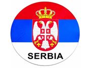 SERBIA COUNTRY FLAG CAR MAGNET CIRCLE SHAPE 6 1/4" INCHES IN DIAMETER .. FIFA SOCCER WORLD CUP .. NEW
