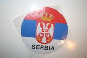 SERBIA COUNTRY FLAG FIFA WORLD CUP SOCCER FOOTBALL ROUND CAR MAGNET .. NEW