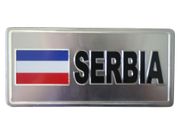 SERBIA COUNTRY FLAG SMALL SILVER METAL DECAL STICKER EMBLEM .. NEW