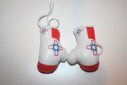 SET OF 2 MALTA COUNTRY FLAG MINI BOXING GLOVE KEYCHAINS .. NEW