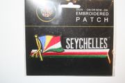 SEYCHELLES COUNTRY FLAG WORD IRON-ON PATCH CREST BADGE .. NEW