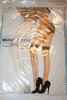 SHEER BEIGE NUDE SPANDEX ZIPPER DESIGN THIGH HIGHS STOCKINGS 100-175 LBS .. NEW IN PACKAGE