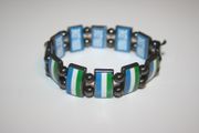 SIERRA LEONE COUNTRY FLAG STONE METAL SPORTS REVERSIBLE BRACELET WRISTBAND .. NEW