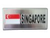 SINGAPORE COUNTRY FLAG SMALL SILVER METAL LICENSE PLATE STICKER DECAL EMBLEM . NEW
