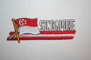 SINGAPORE FLAG WORD IRON ON PATCH CREST BADGE .. NEW