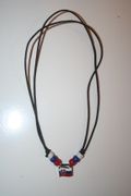 SLOVAKIA COUNTRY FLAG BEADED METAL NECKLACE ..  JEWELRY NEW