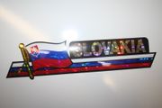 SLOVAKIA COUNTRY FLAG LONG METALIC CAR AUTOMOBILE BUMPER STICKER DECAL EMBLEM .. FIFA WORLD CUP SOCCER FOOTBALL .. NEW