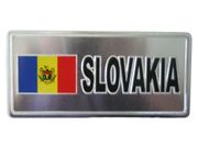 SLOVAKIA COUNTRY FLAG SILVER SMALL METALLIC LICENSE PLATE DECAL STICKER EMBLEM ...