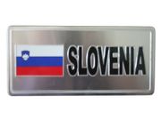 SLOVENIA COUNTRY FLAG SMALL SILVER METAL LICENSE PLATE STICKER DECAL .. FIFA WORLD CUP SOCCER FOOTBALL .. NEW