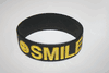 SMILE BLACK EXTRA WIDE 1" SILICONE TEXT BAND BRACELET WRISTBAND .. NEW