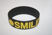 SMILE BLACK EXTRA WIDE 1" SILICONE TEXT BAND BRACELET WRISTBAND .. NEW