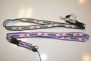 ***SOLD OUT ***2 ADIDAS HIGH QUALITY LANYARDS KEYCHAINS PASSHOLDERS ... 1 WHITE/BLACK & 1 WHITE/ PURPLE ... NEW