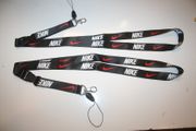 ***SOLD OUT****2 NIKE HIGH QUALITY BLACK LANYARDS KEYCHAINS PASSHOLDERS WITH RED NIKE SWOOSH ... NEW