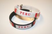 ***SOLD OUT ***2 PERU COUNTRY FLAG FLEXIBLE METAL NYLON BRACELETS .... EITHER 2 WHITE, 2 BLACK OR (1 WHITE & 1 BLACK ) ... NEW