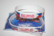 ***SOLD OUT ***2 PHILIPPINES COUNTRY FLAG WHITE SILICONE BRACELETS WRISTBANDS .. NEW