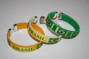 ***SOLD OUT ***3 BRASIL COUNTRY FLAG FLEXIBLE BRACELETS WRISTBANDS .. FIFA WORLD CUP SOCCER FOOTBALL BRAZIL .. NEW