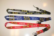 ***SOLD OUT ***3 HAPPY SMILEY FACE LANYARDS KEYCHAINS PASSHOLDERS .. NEW