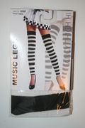 ***SOLD OUT ***BLACK AND WHITE STRIPES OPAQUE LEG WARMERS  ... 100-175 LBS ... NEW IN PACKAGE