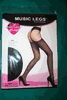 ***SOLD OUT ***BLACK SHEER SUSPENDER PANTYHOSE THIGH HIGH NYLON STOCKINGS BY MUSIC LEGS .. 100- 175 LBS .. NEW IN PACKAGE