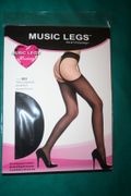 ***SOLD OUT ***BLACK SHEER SUSPENDER PANTYHOSE THIGH HIGH NYLON STOCKINGS BY MUSIC LEGS .. 100- 175 LBS .. NEW IN PACKAGE