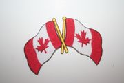***SOLD OUT ***CANADA DOUBLE COUNTRY FLAG MEDIUM IRON ON EMBROIDERED PATCH CREST BADGE .. NEW