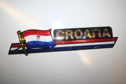 *** SOLD OUT ***CROATIA COUNTRY FLAG LONG METALIC CAR AUTOMOBILE BUMPER STICKER DECAL EMBLEM .. NEW