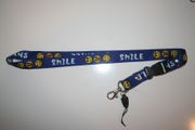 ***SOLD OUT ***HAPPY SMILEY FACE BLUE LANYARD KEYCHAIN PASSHOLDER ... NEW