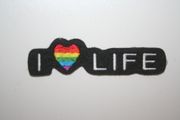 I LOVE (HEART) LIFE RAINBOW GAY & LESBIAN PRIDE IRON ON PATCH CREST BADGE .. NEW