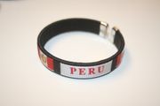 ***SOLD OUT ***PERU COUNTRY FLAG BLACK FLEXIBLE METAL NYLON BRACELET ... NEW