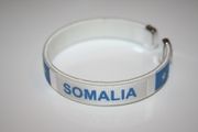SOMALIA WHITE COUNTRY FLAG FLEXIBLE METAL NYLON BRACELET WRISTBAND .. NEW