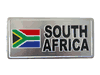 SOUTH AFRICA COUNTRY FLAG SMALL SILVER METAL LICENSE PLATE STICKER DECAL EMBLEM . FIFA WORLD CUP SOCCER FOOTBALL .. NEW