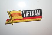 SOUTH VIETNAM COUNTRY FLAG WORD IRON ON PATCH CREST BADGE . . NEW