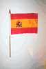 SPAIN COUNTRY 4" X 6" SMALL STICK FLAG ON 10" POLE .. ESPANA .. NEW