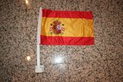 SPAIN ESPANA COUNTRY CAR FLAG FOR YOUR AUTOMOBILE WITH POLE .. FIFA WORLD CUP SOCCER FOOTBALL .. NEW