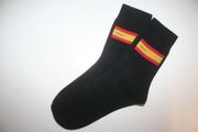 SPAIN ESPANA COUNTRY FLAG PAIR OF BLACK HIGH QUALITY DRESS SOCKS ... 2 SIZES AVAILABLE .. MEN'S & WOMEN'S .. NEW IN PACKAGE