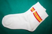 SPAIN ESPANA COUNTRY FLAG PAIR OF WHITE HIGH QUALITY DRESS SOCKS .. 2 SIZES AVAILABLE .. MEN'S & WOMEN'S .. NEW IN PACKAGE