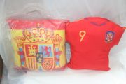 SPAIN FIFA WORLD CUP SOCCER FOOTBALL LARGE PILLOW ...1 ESPANA SQUARE PILLOW & 1 TORRES # 9 .... NEW