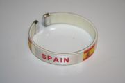 SPAIN WHITE COUNTRY FLAG FLEXIBLE C BRACELET WRISTBAND .. FIFA WORLD CUP SOCCER FOOTBALL .. NEW
