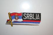 SRBIJA COUNTRY FLAG WORD IRON ON PATCH CREST BADGE .. SERBIA .. NEW