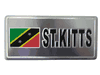 ST. KITTS COUNTRY FLAG SMALL SILVER METAL LICENSE PLATE STICKER DECAL EMBLEM .. NEW