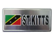 ST. KITTS COUNTRY FLAG SMALL SILVER METAL LICENSE PLATE STICKER DECAL EMBLEM .. NEW