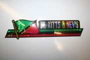 ST KITTS & NEVIS COUNTRY FLAG LONG METALIC CAR AUTOMOBILE BUMPER STICKER DECAL EMBLEM .. NEW
