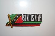 ST KITTS  & NEVIS COUNTRY FLAG WORD IRON ON PATCH CREST BADGE .. NEW