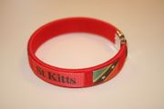ST KITTS RED COUNTRY FLAG FLEXIBLE METAL  NYLON BRACELET ... NEW